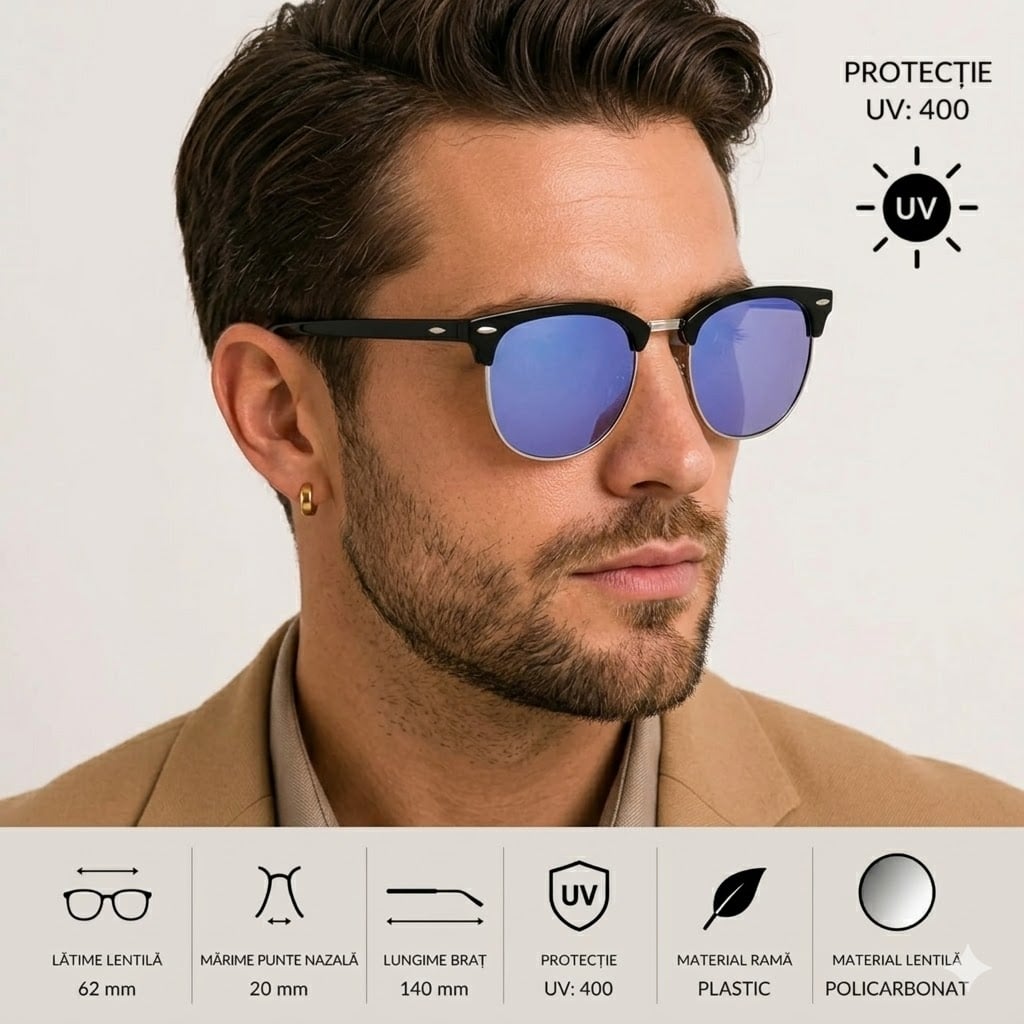 Ochelari de soare unisex, SG054, Negru/Mov - poza 3