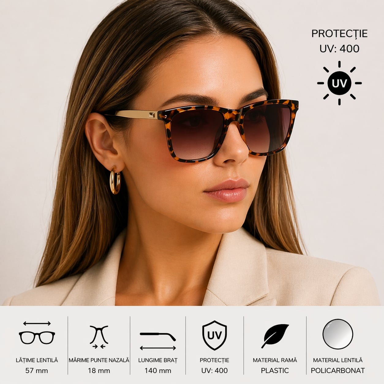 Ochelari de soare unisex, SG063, Leopard - poza 2