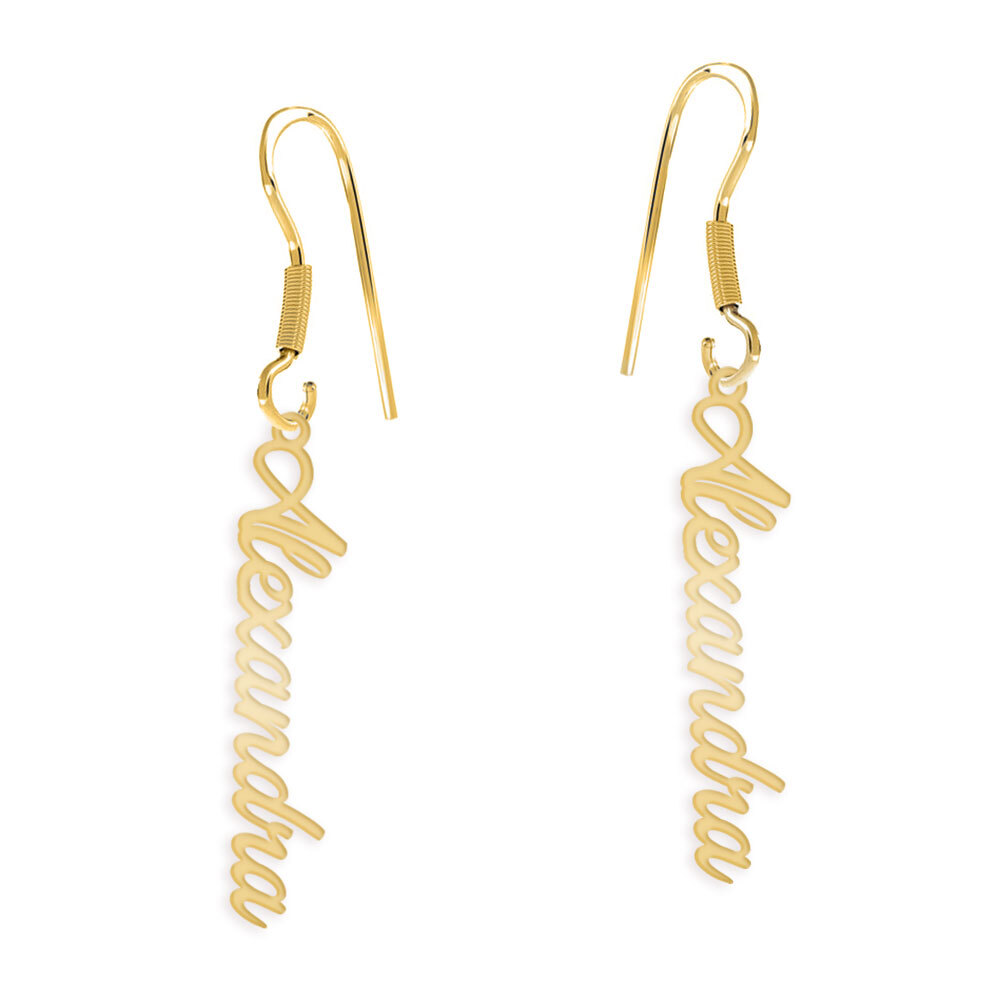 Olelo - Cercei personalizati cu nume din argint 925 placat cu aur galben 24K