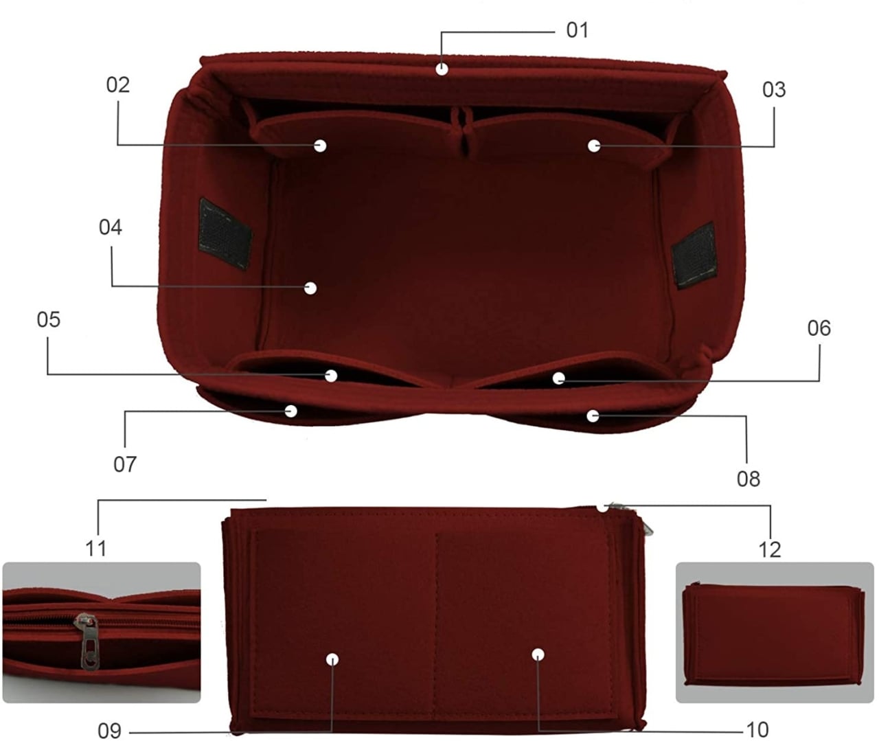 Organizator pentru geanta si portfard detasabil, AC065, Negru - poza 3
