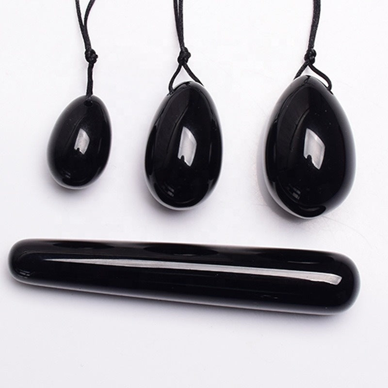 Oua Yoni si bagheta din obsidian - Set 3 bucati