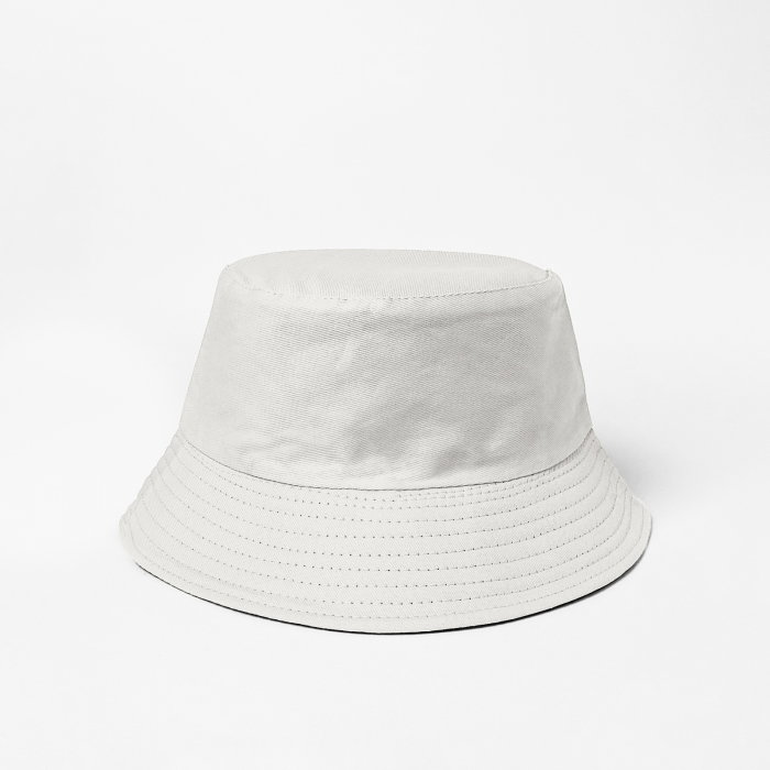 Palarie tip bucket unisex cu doua fete, alb si negru, din bumbac