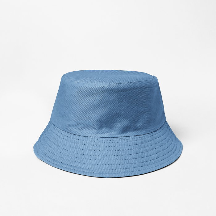 Palarie tip bucket unisex cu doua fete, bleu si negru, din bumbac