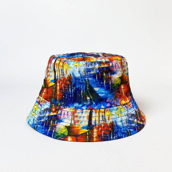 Palarie tip bucket unisex cu doua fete cu imprimeu nocturn