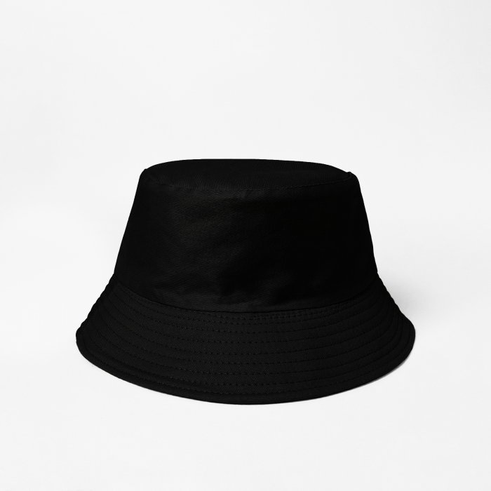 Palarie tip bucket unisex cu doua fete, negru si negru, din bumbac