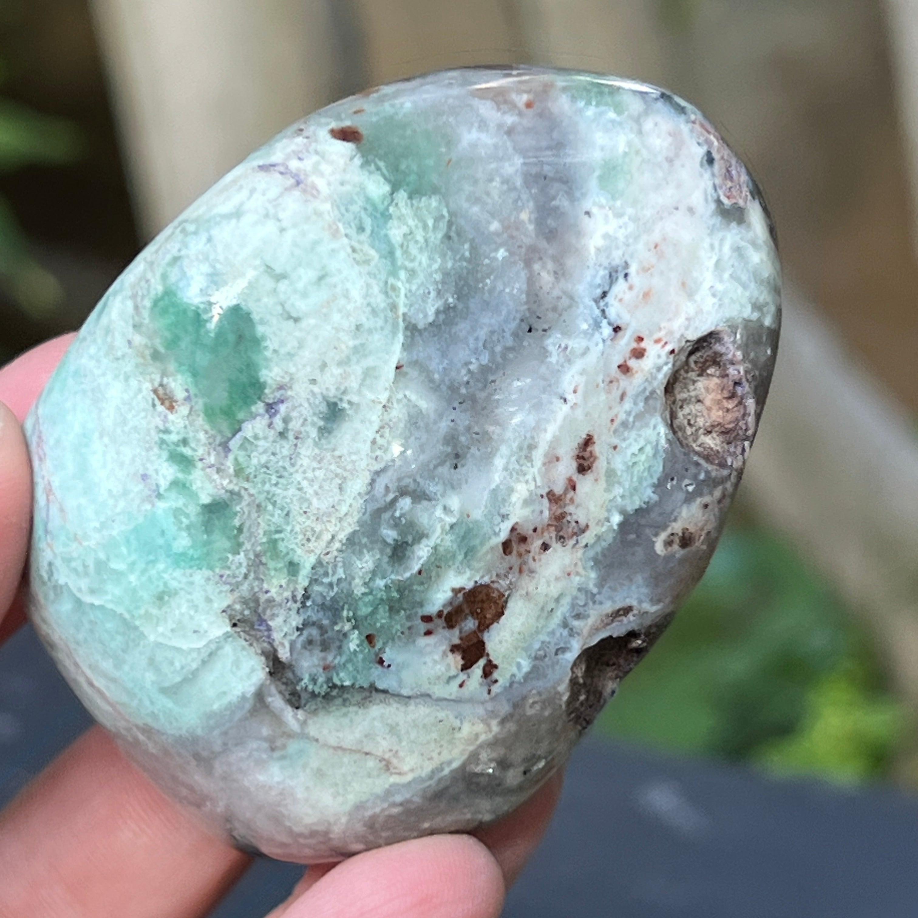 Palmstone calcedonie cu crom albastru-verzuie din Zimbabwe | Model 1