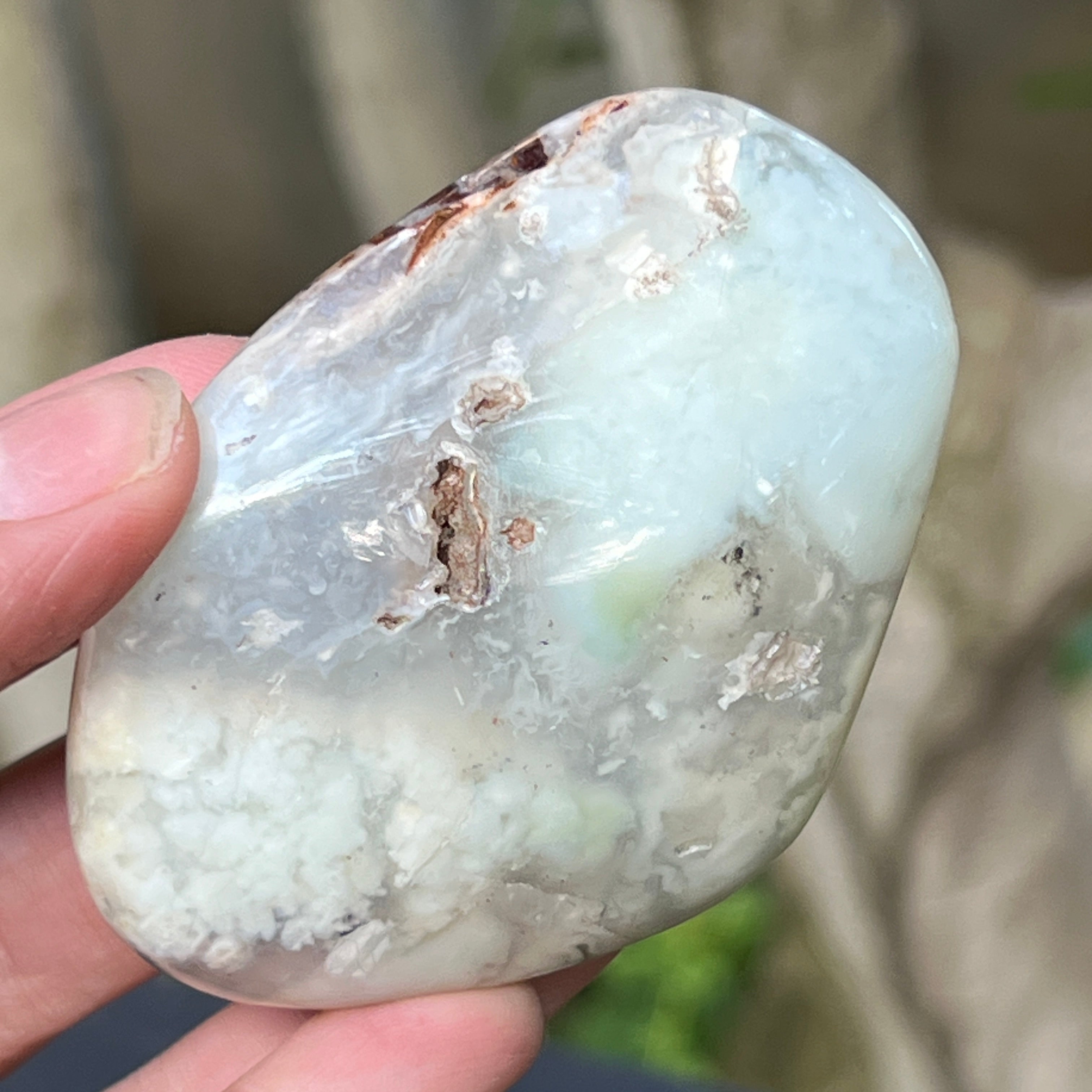 Palmstone calcedonie cu crom albastru-verzuie din Zimbabwe | Model 7