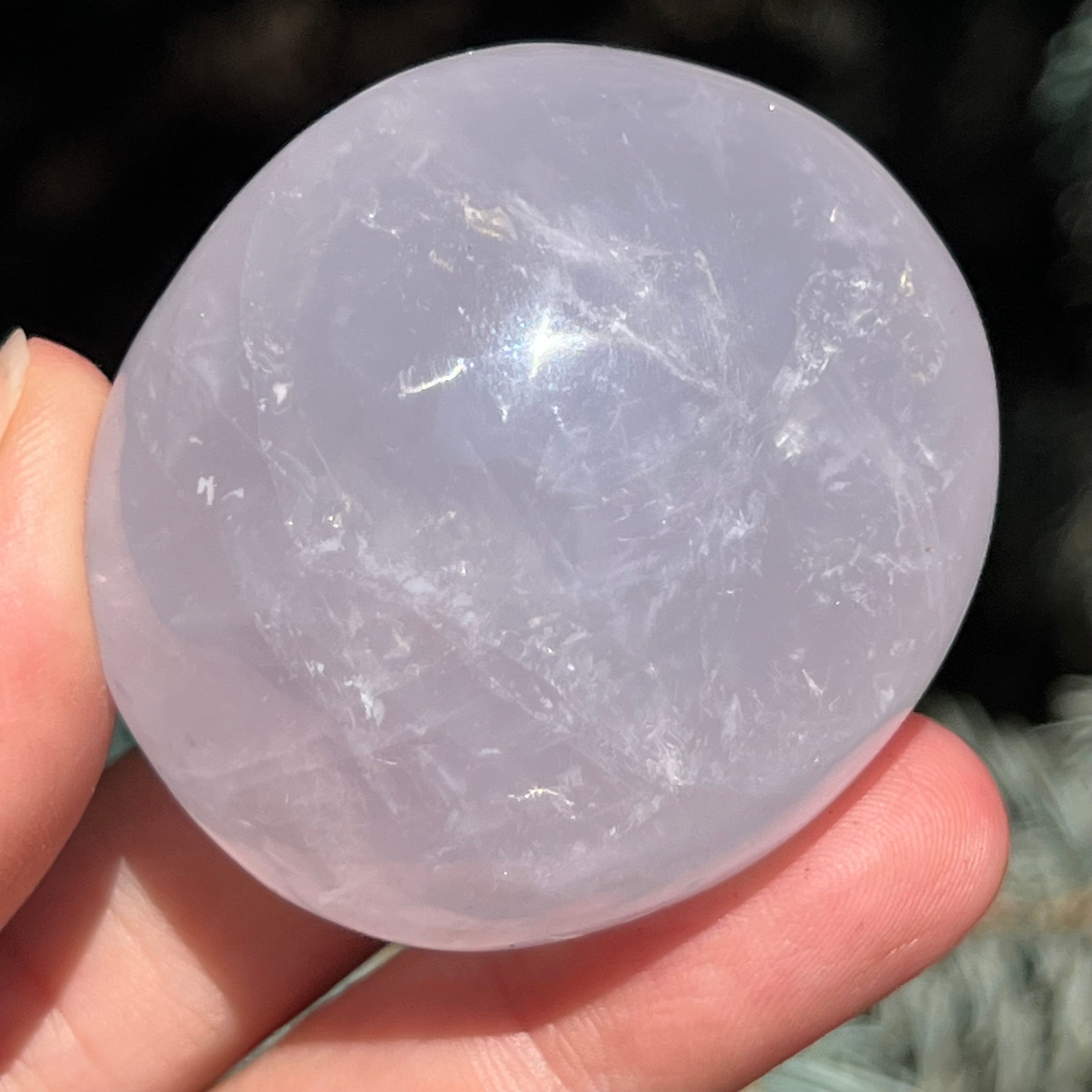 Palmstone cuart albastru perlat din Madagascar, girasol m1