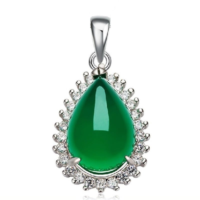 Pandantiv argint 925, JW1291, model elegant cu piatra verde, placat cu rodiu - poza 1