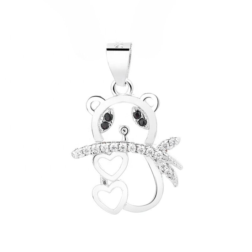 Pandantiv argint 925, JW1600, model panda, placat cu rodiu - poza 1
