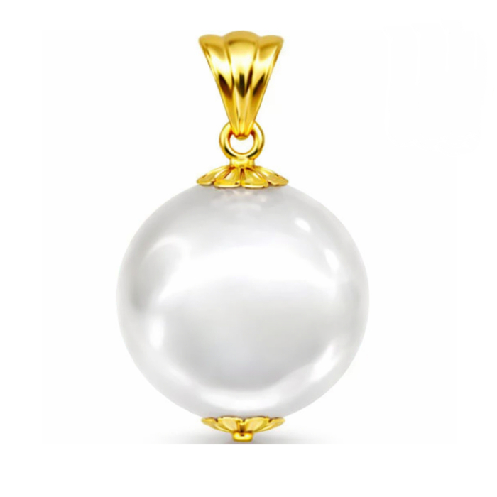 Pandantiv cu Perla Edison Alba Rara 13,5-14 mm si Aur Galben 14K (aur 585) KASKADDA