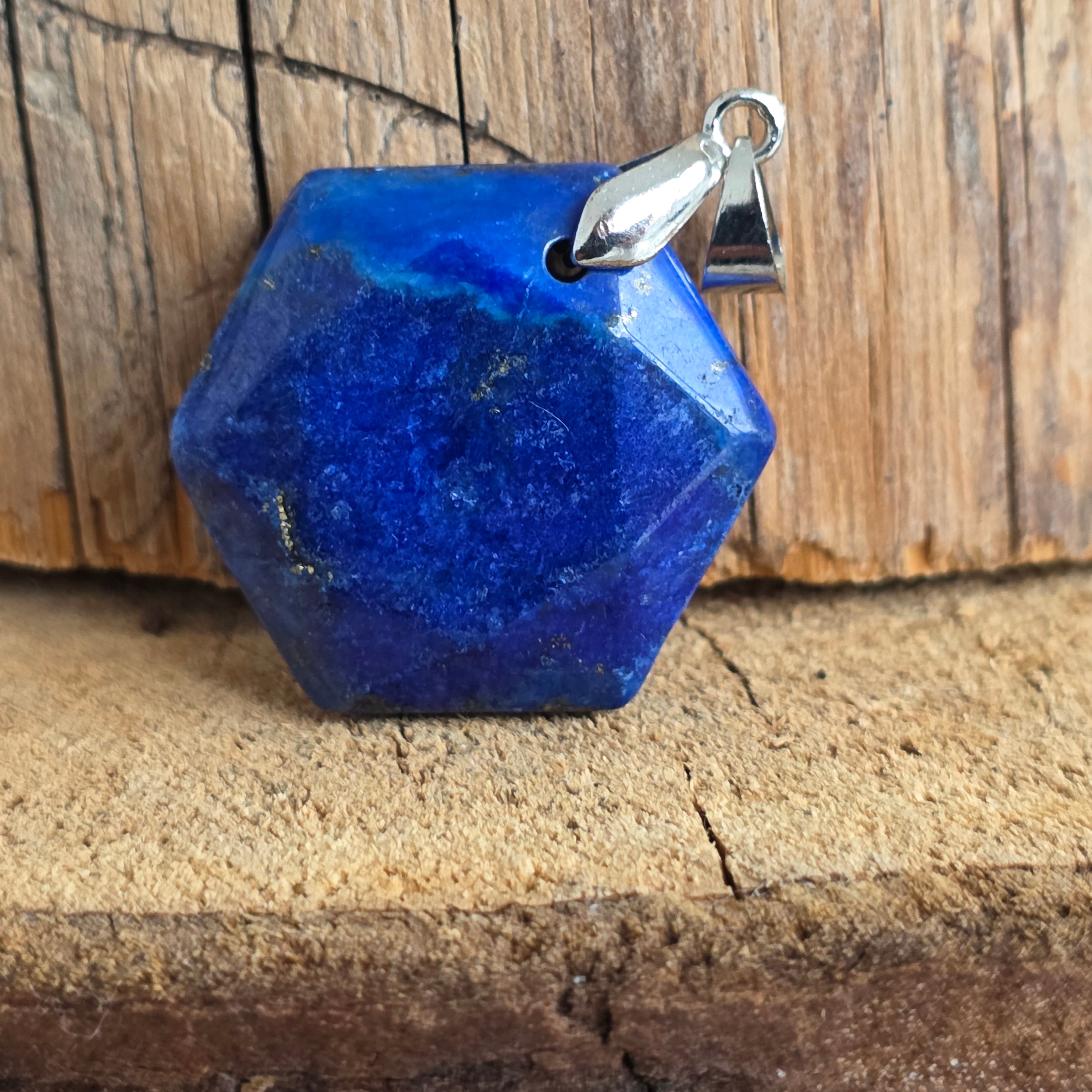 Pandantiv forma hexagon lapis lazuli | Model 2