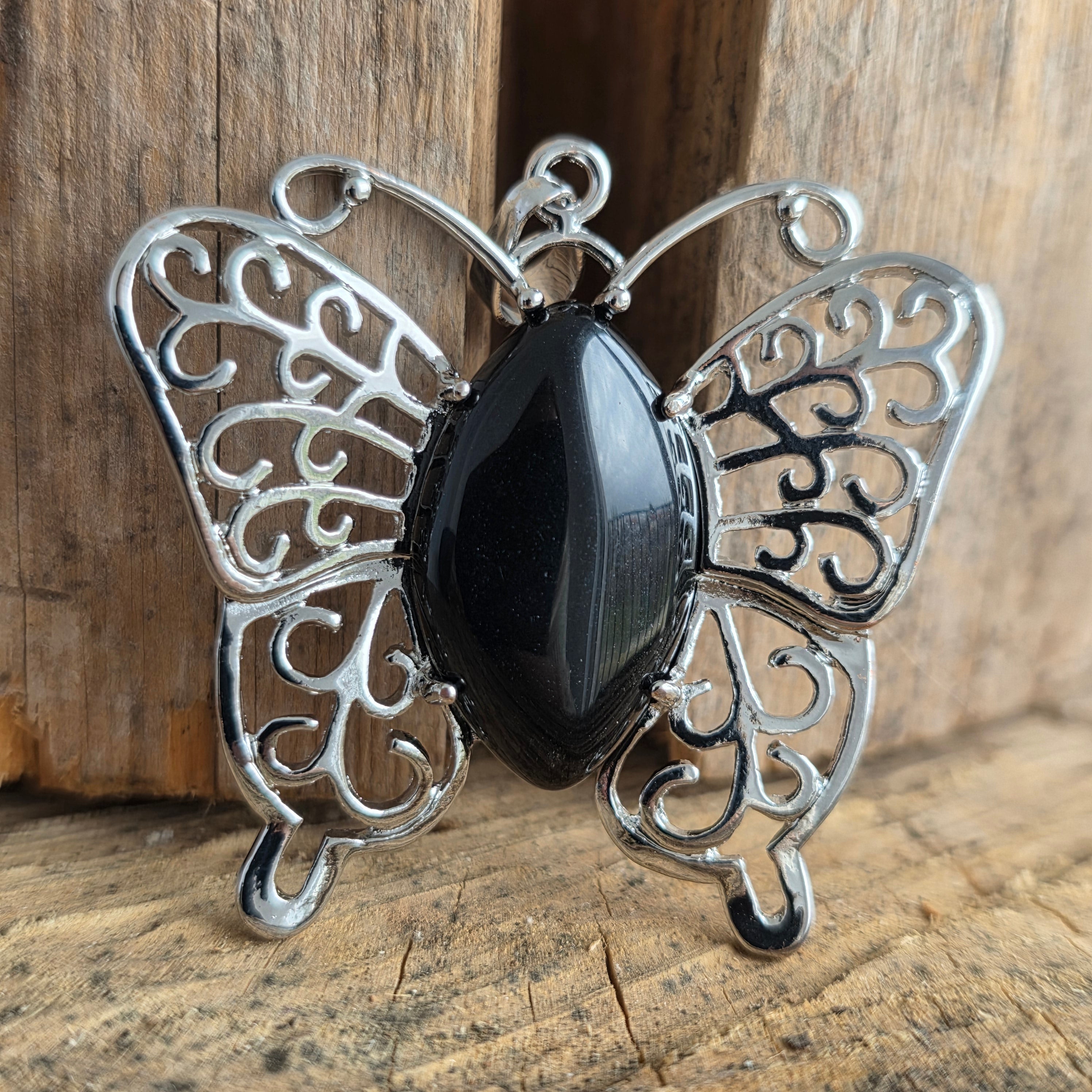 Pandantiv obsidian | Butterfly MODEL 2
