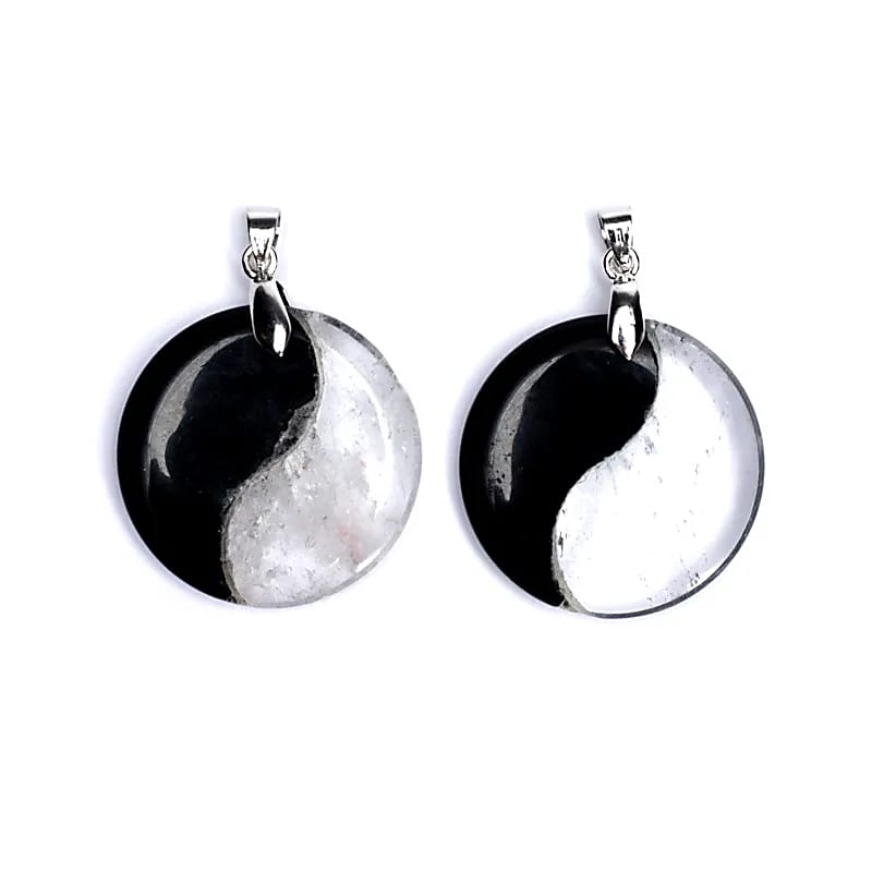 Pandantiv obsidian cuart incolor | Yin Yang