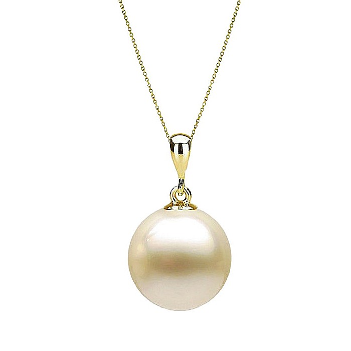 Pandantiv Perla Akoya Japoneza, Crem-Fildes, 7,5-8 mm, cu Aur 14K (aur 585)