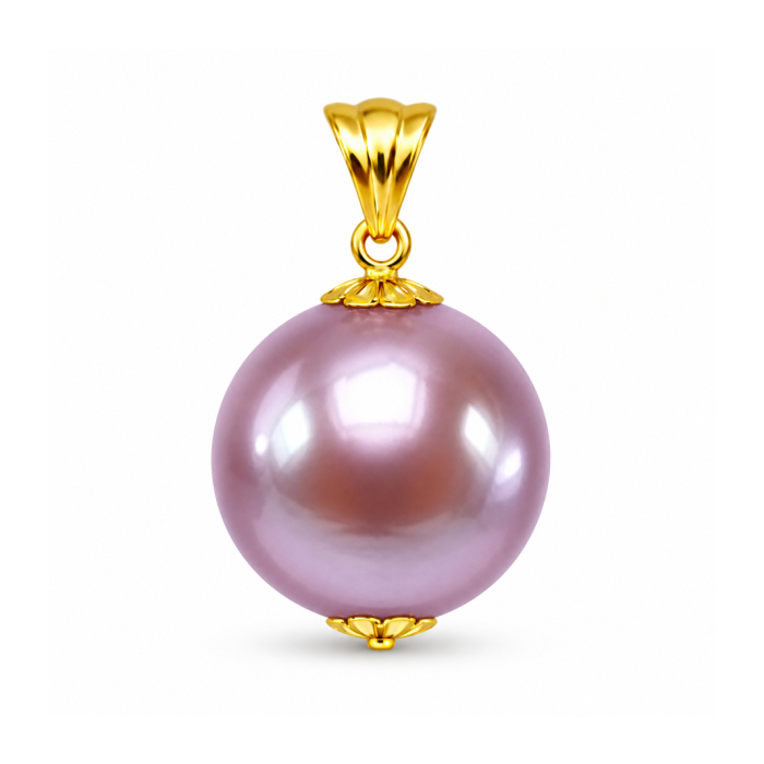Pandantiv Perla Edison Lavanda Rara 12-12,5 mm si Aur 14K (aur 585) KASKADDA