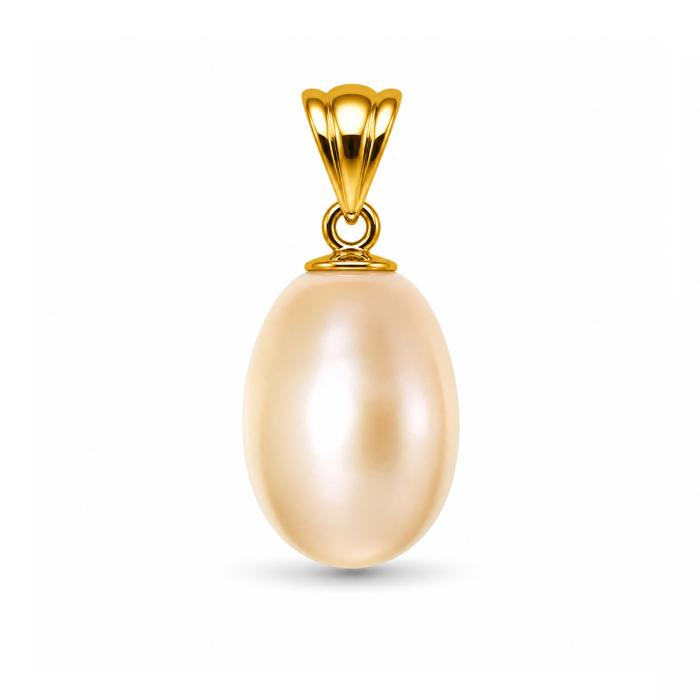 Pandantiv Perla Naturala Crem Rara 12 9 mm si Aur Galben 14K (aur 585) KASKADDA