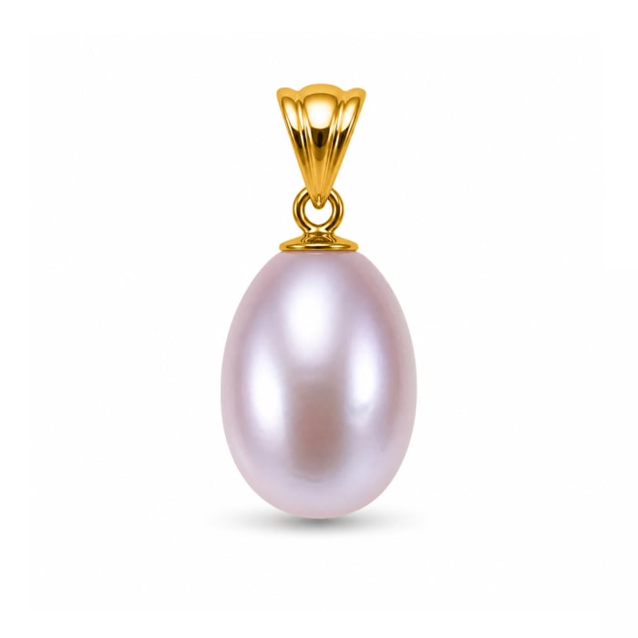 Pandantiv Perla Naturala Lavanda Rara 12 9 mm si Aur Galben 14K (aur 585) KASKADDA