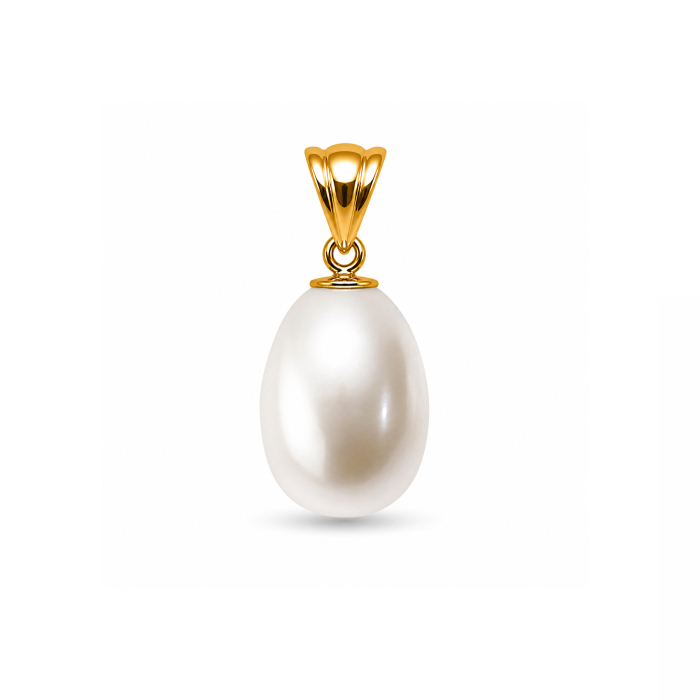 Pandantiv Perla Ovala Alba 5 8 mm si Aur 14K (aur 585) KASKADDA