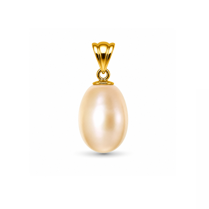 Pandantiv Perla Ovala Crem 5 8 mm cu Aur 14K (aur 585) KASKADDA