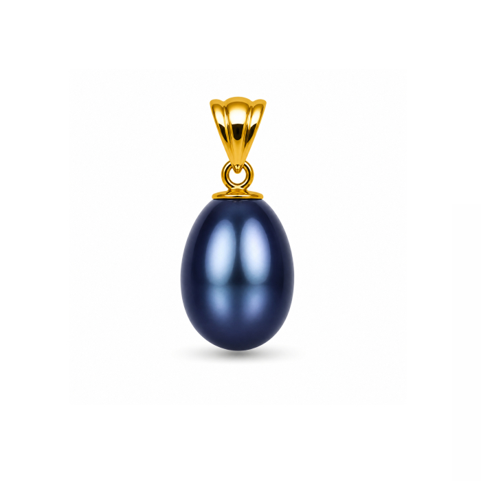 Pandantiv Perla Ovala Neagra 5 8 mm cu Aur 14K (aur 585) KASKADDA