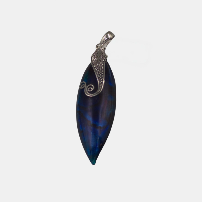 Pandantiv statement din argint 925, cu paua shell in forma de lacrima