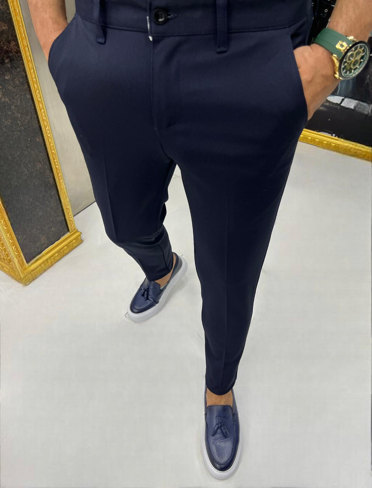 Pantaloni barbati casual bleumarin 12293