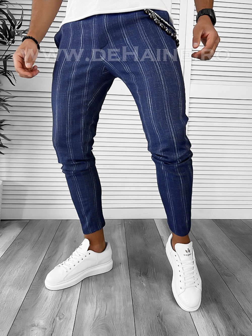 Pantaloni barbati casual regular fit bleumarin B1551 B6-1.3