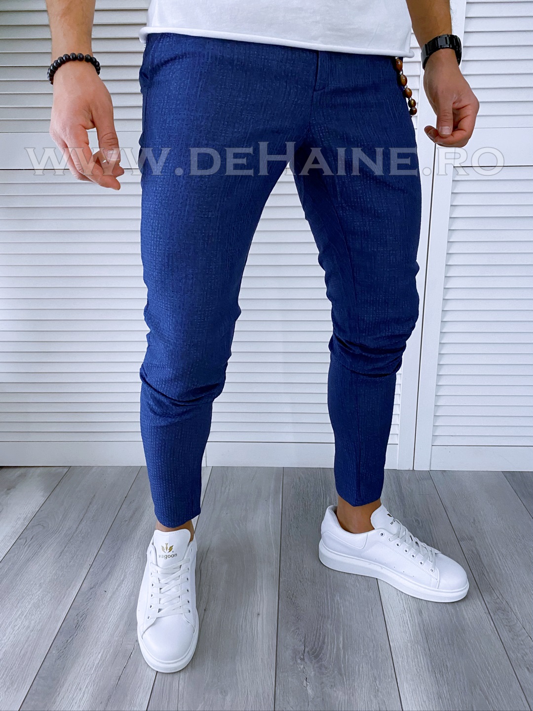 Pantaloni barbati casual regular fit bleumarin B1753 B5-2