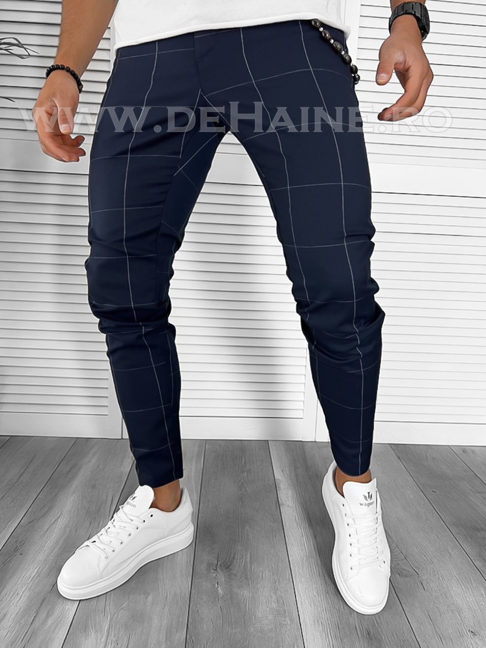 Pantaloni barbati casual regular fit bleumarin B7884 D4-4.1