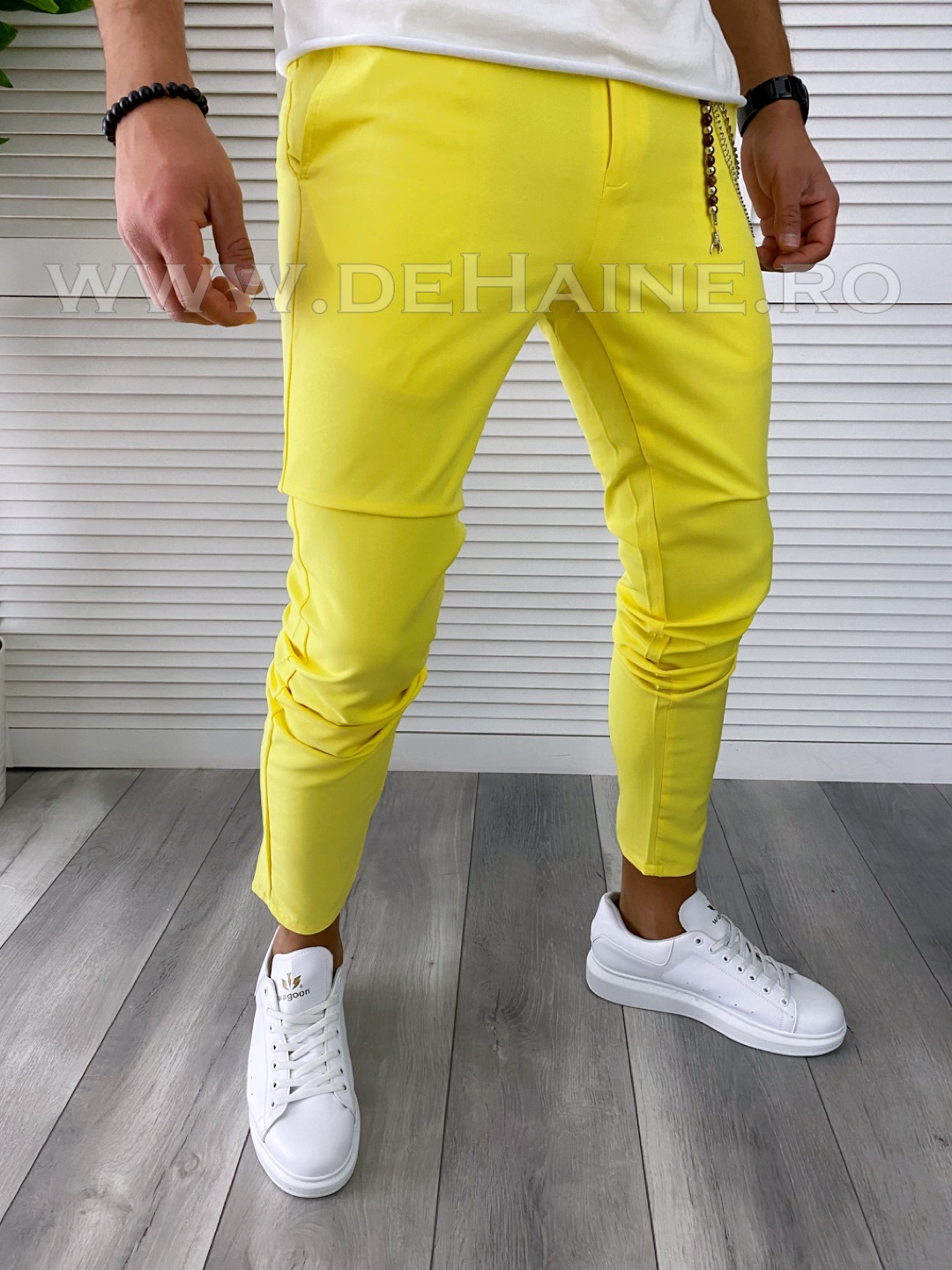 Pantaloni barbati casual regular fit galbeni B1734 F6 U4-1