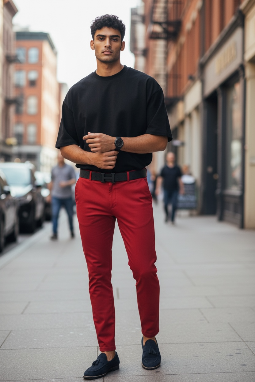 Pantaloni barbati casual regular fit grena B1734 U3 A3-3
