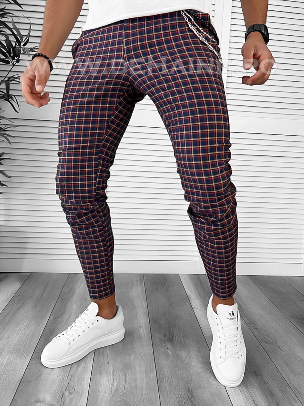 Pantaloni barbati casual regular fit grena B7932 Z16-4