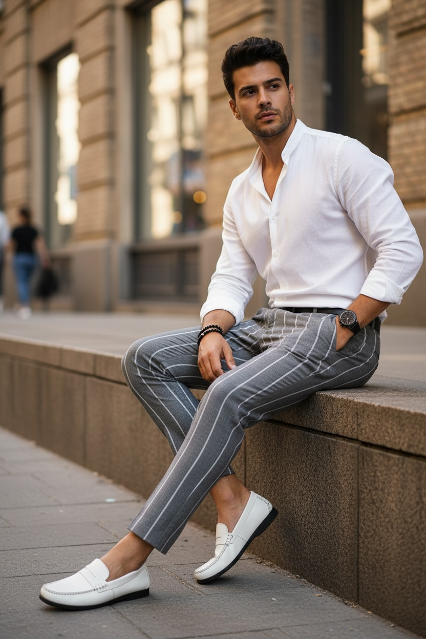 Pantaloni barbati casual regular fit gri B1644 D4-4.3