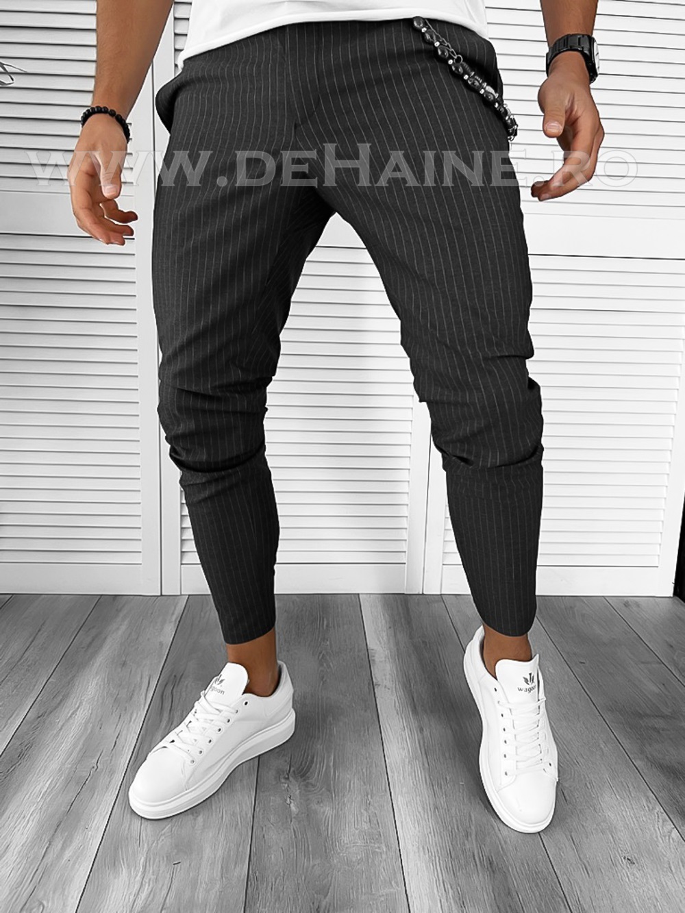 Pantaloni barbati casual regular fit gri inchis B7879 i15-1.3