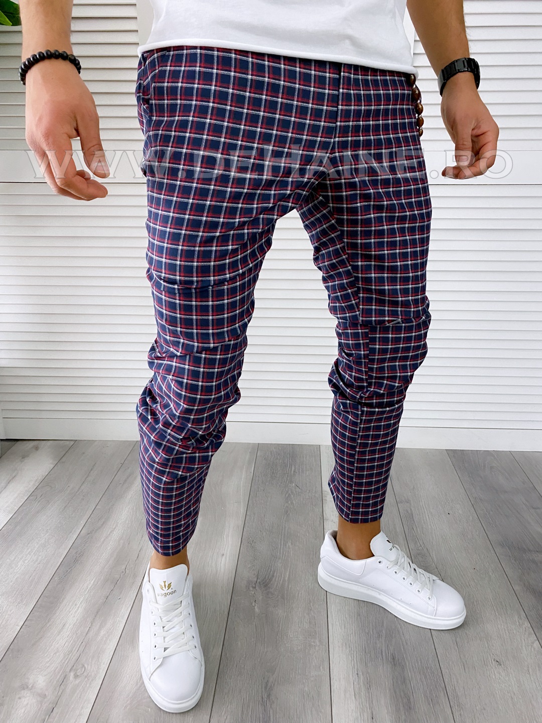 Pantaloni barbati casual regular fit in carouri B1727 Z14-3