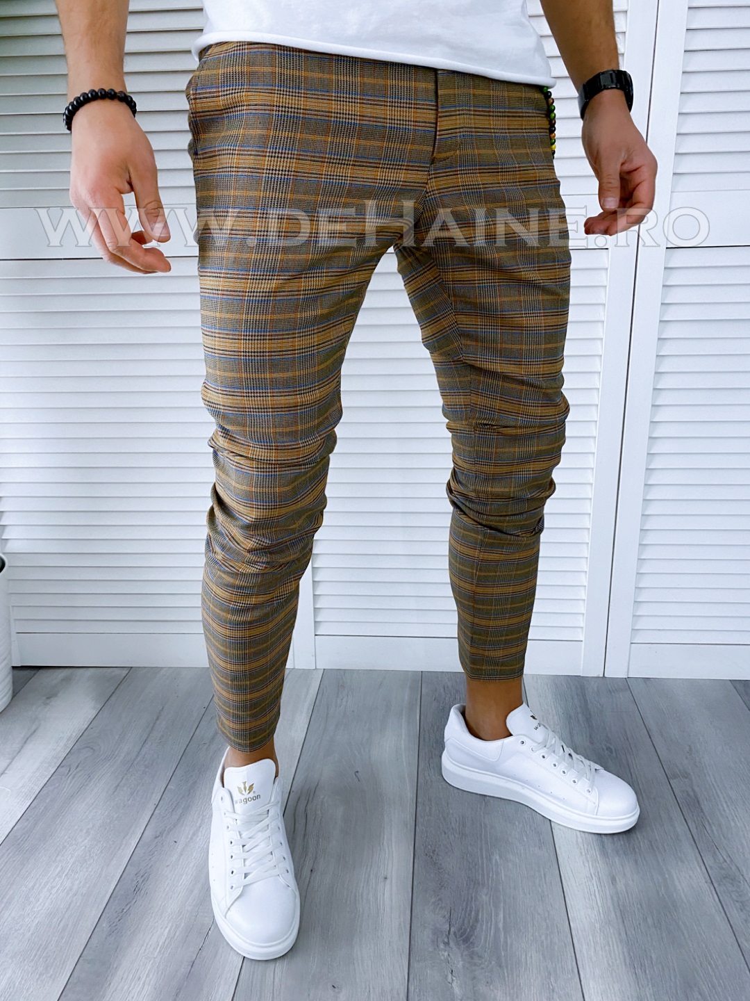 Pantaloni barbati casual regular fit in carouri B1740 D5-3