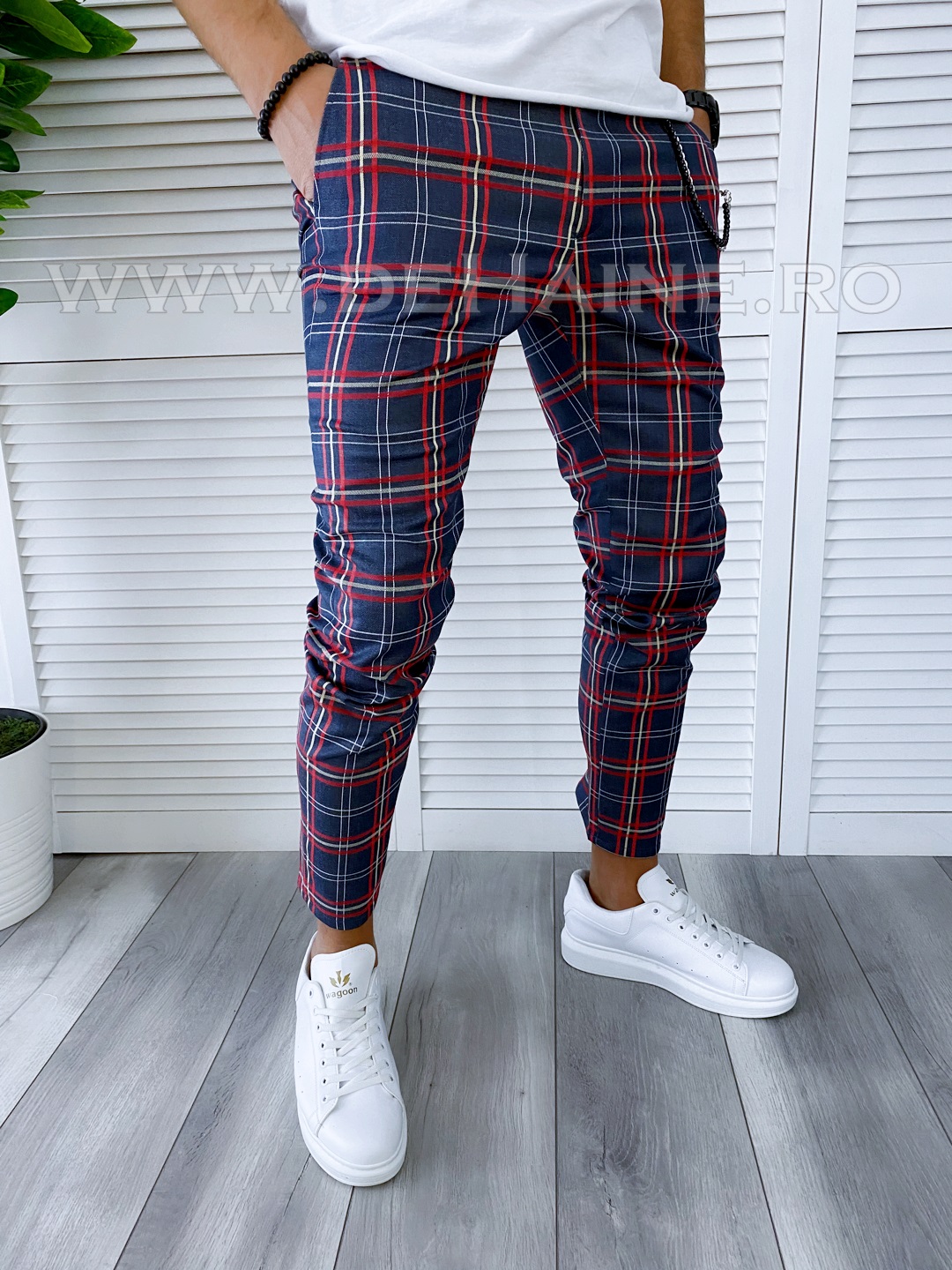 Pantaloni barbati casual regular fit in carouri B1745 B15-4