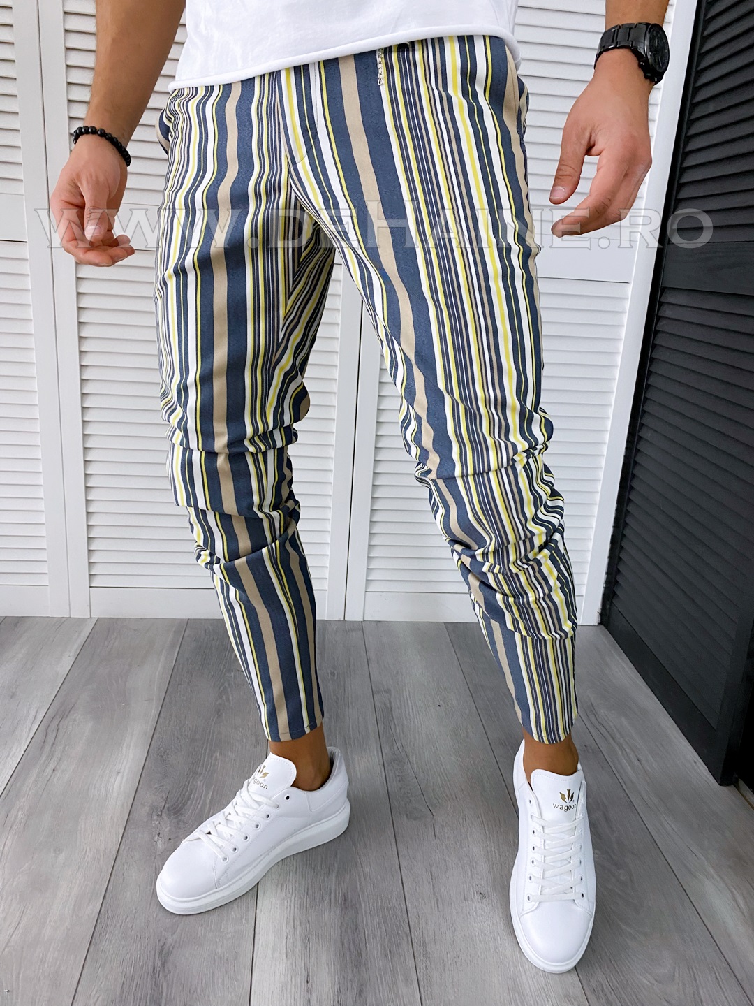 Pantaloni barbati casual regular fit in dungi B1864 7-5