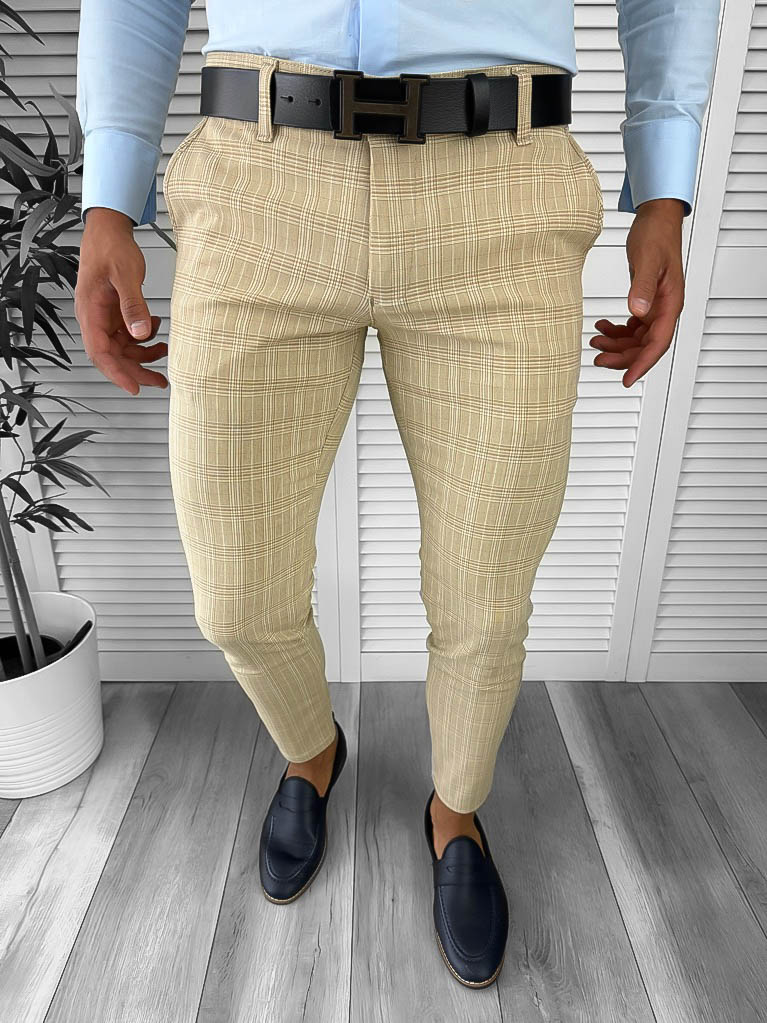 Pantaloni barbati eleganti bej 12735 O2-3.3