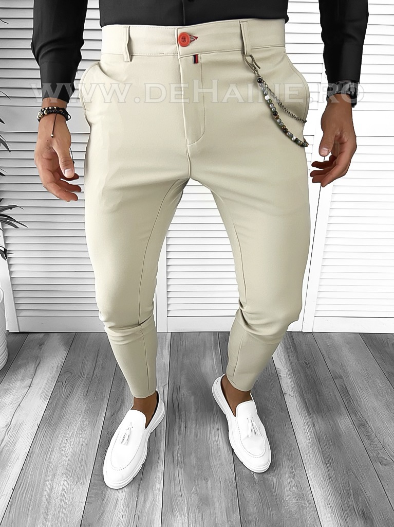 Pantaloni barbati eleganti bej B9085 S3