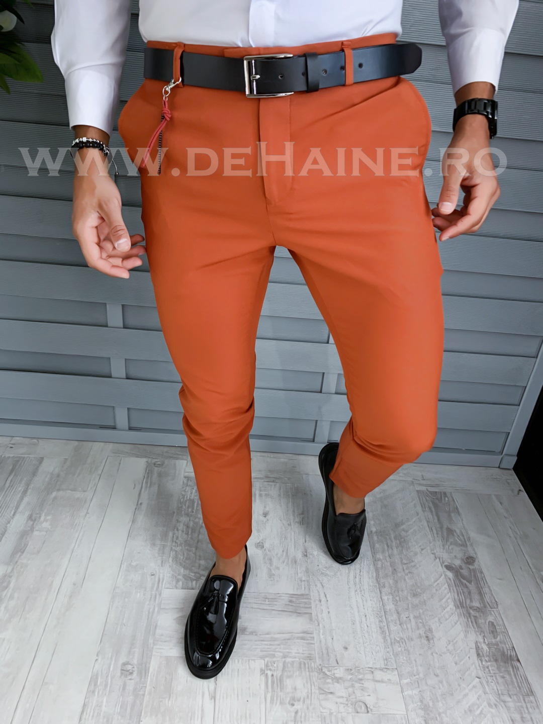 Pantaloni barbati eleganti caramizii B1868 U4 F4-1