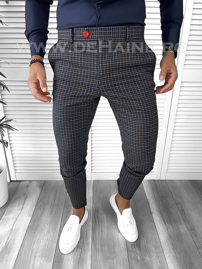 Pantaloni barbati eleganti carouri B9084 F2-4.3