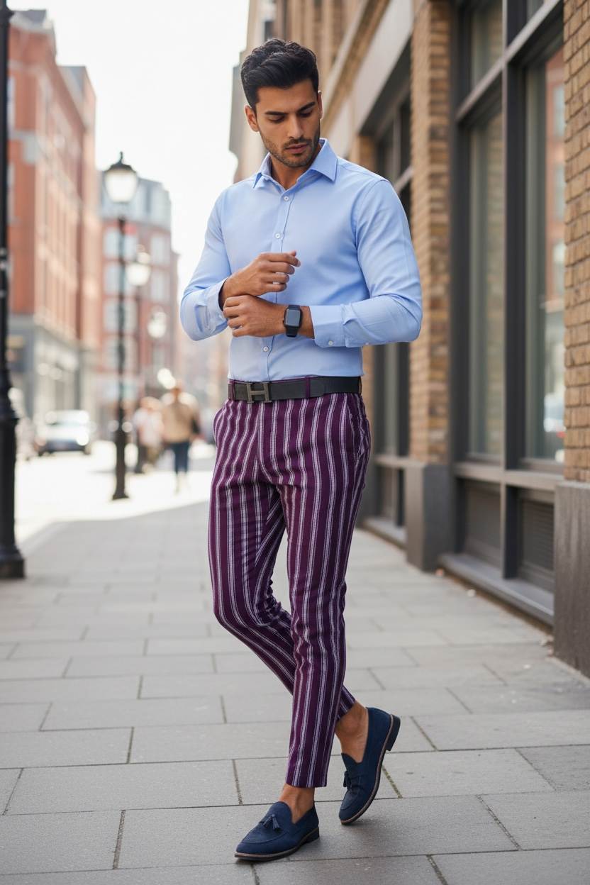 Pantaloni barbati eleganti grena B1556 I5-6