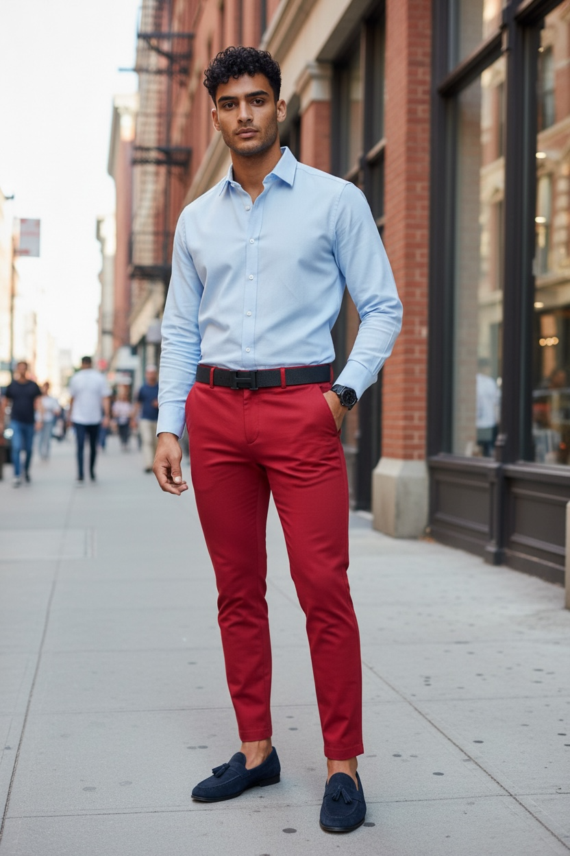 Pantaloni barbati eleganti grena B1734 E 8-5 ~A3-3