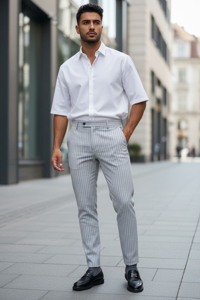 Pantaloni barbati eleganti gri 2060 D8-3