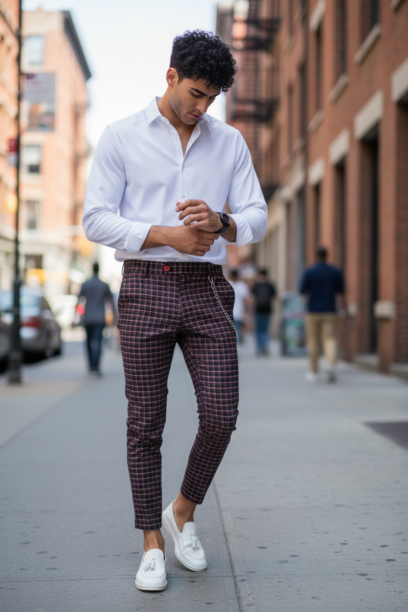 Pantaloni barbati eleganti in carouri 10061 Z16-4