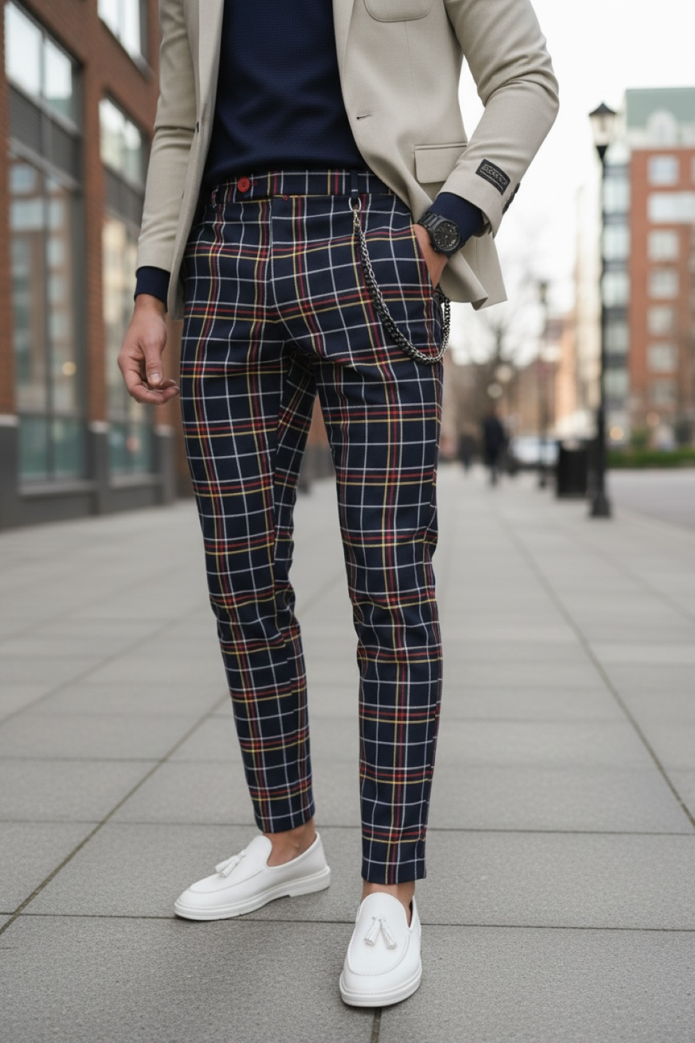 Pantaloni barbati eleganti in carouri 10063 B15-2 Z6-1