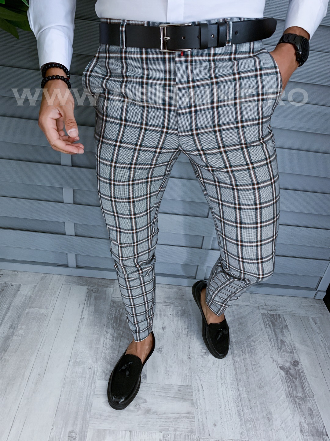 Pantaloni barbati eleganti in carouri B1560 30-5
