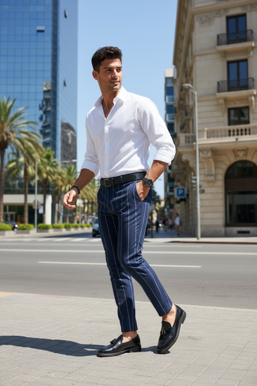 Pantaloni barbati eleganti in dungi B1901 I14-1.2